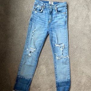 AGOLDE high-rise straight leg ripped jeans; very good condition